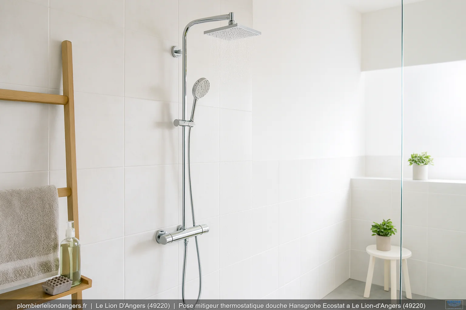 Pose mitigeur thermostatique douche Hansgrohe Ecostat a Le Lion-d'Angers (49220)