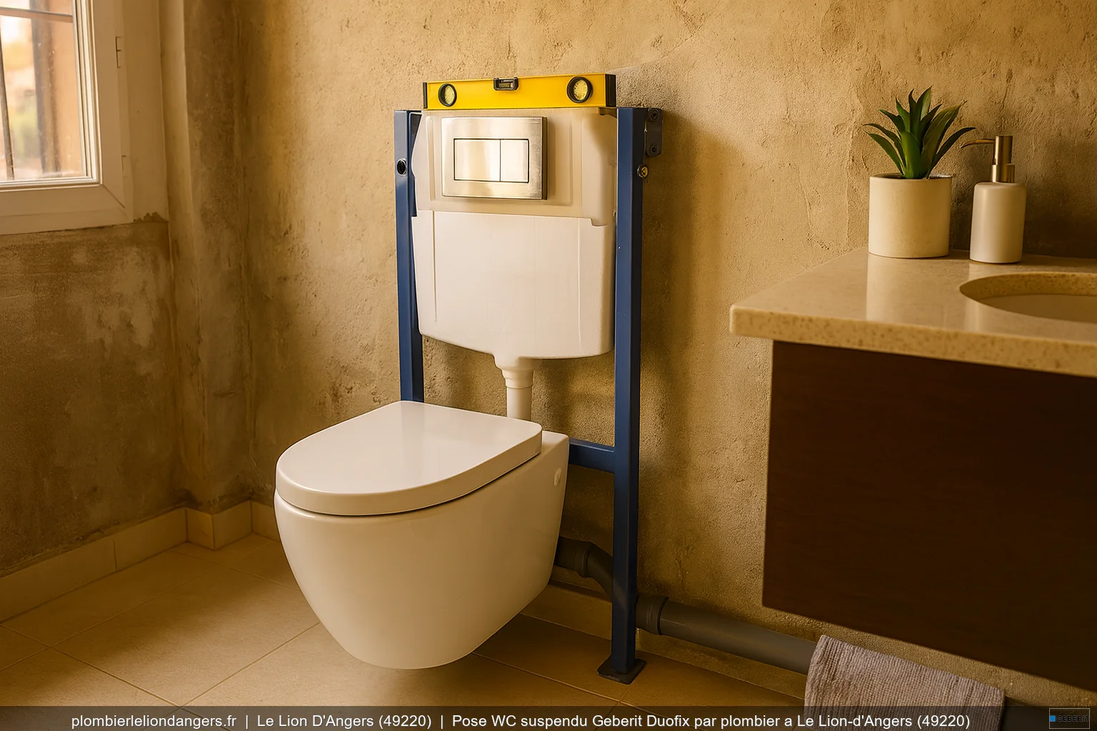 Pose WC suspendu Geberit Duofix par plombier a Le Lion-d'Angers (49220)